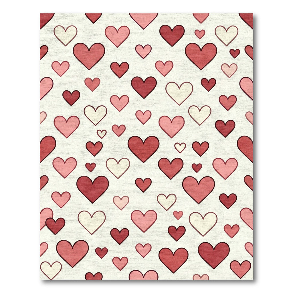 Crimson Red Heart Scattered Arrangement Rug