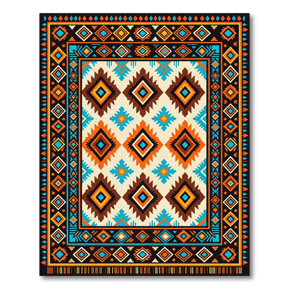 Vibrant Geometric Aztec Diamond Area Rug