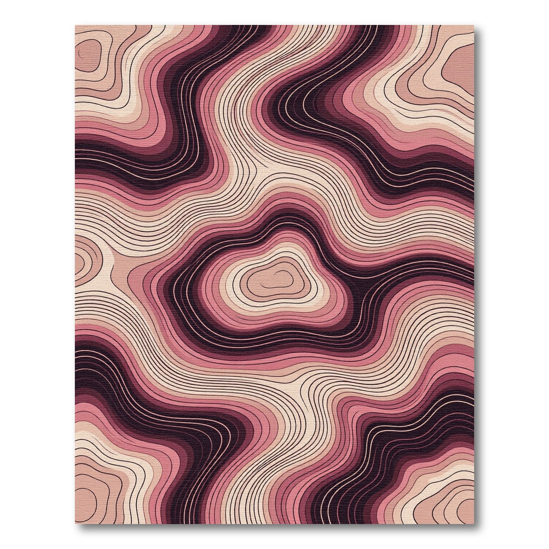 Rose Pink Contour Topographic Waves Rug