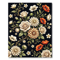 Elegant Beige Floral Black Meadow Rug