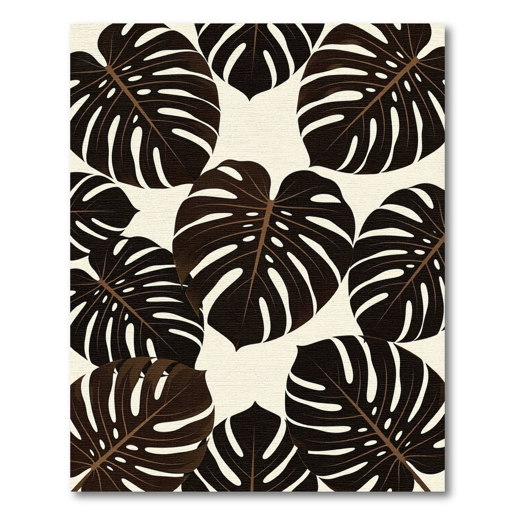 Deep Brown Monstera Tropical Leaf Rug