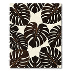 Deep Brown Monstera Tropical Leaf Rug