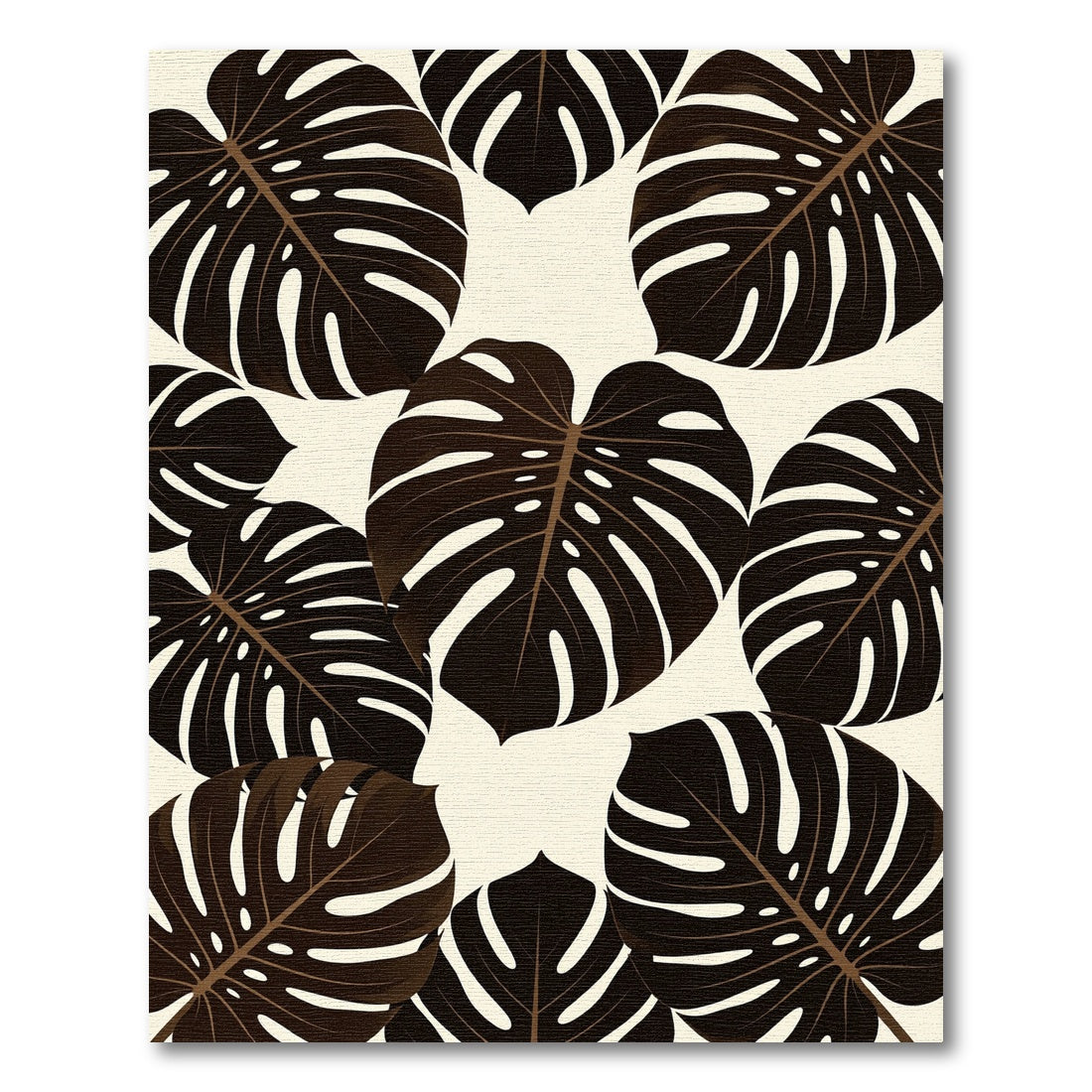 Deep Brown Monstera Tropical Leaf Rug