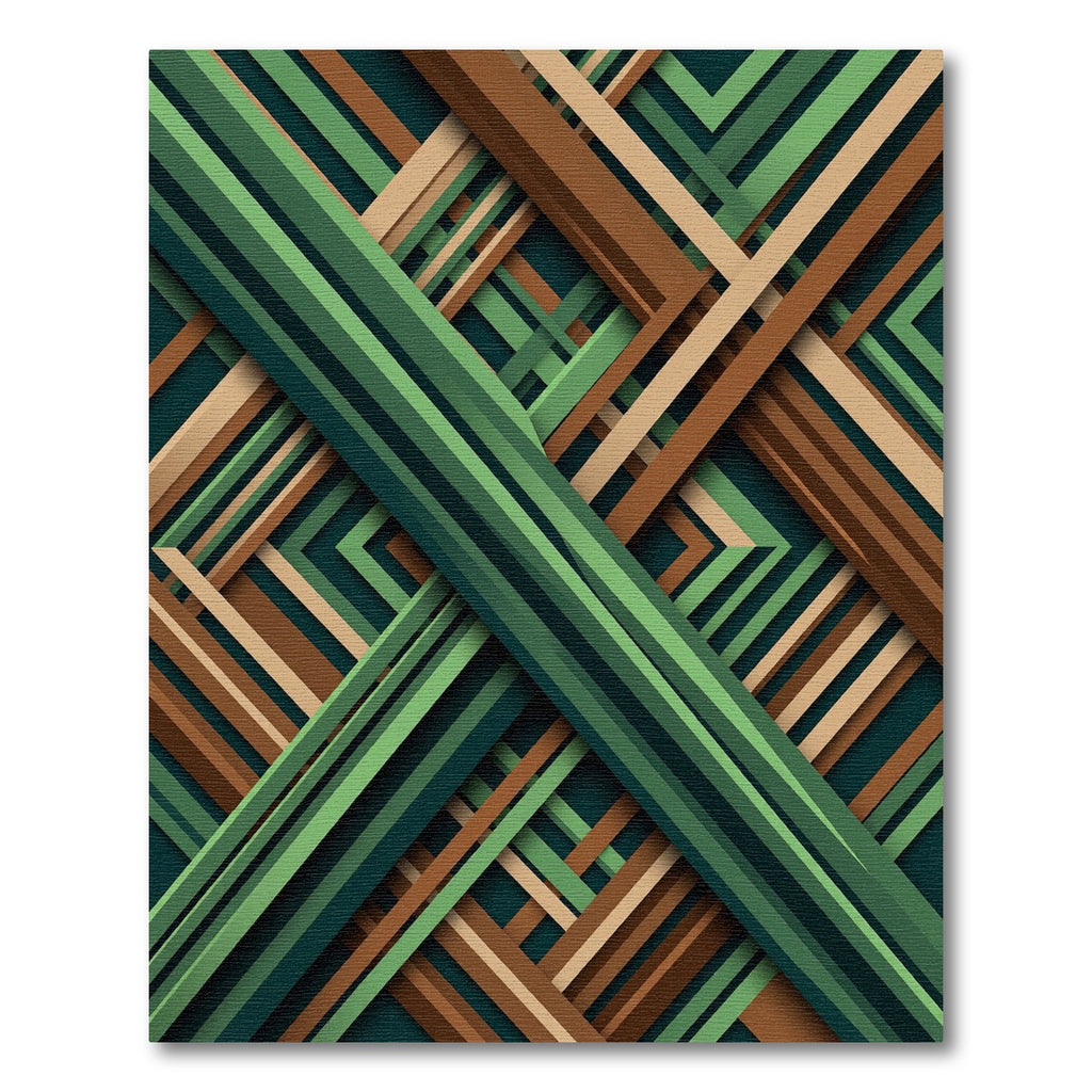 Modern Earth Tone Intersecting Linear Rug
