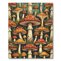 Whimsical Red Mushroom Forest Fungi Rug