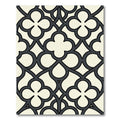 Elegant Charcoal Quatrefoil Geometric Cream Art Rug