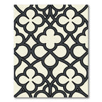 Elegant Charcoal Quatrefoil Geometric Cream Art Rug
