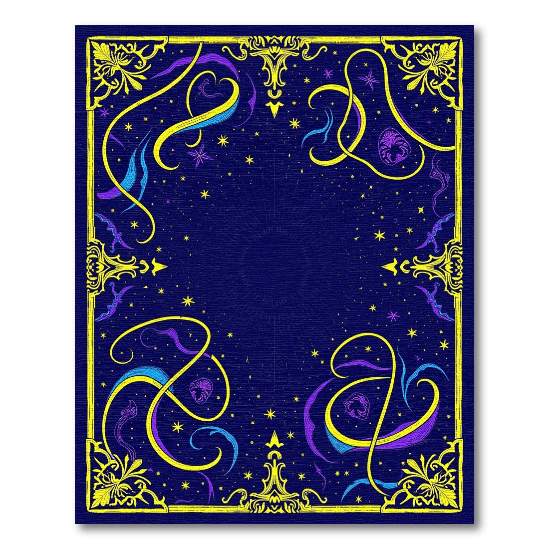 Cosmic Indigo Starry Celestial Swirl Rug