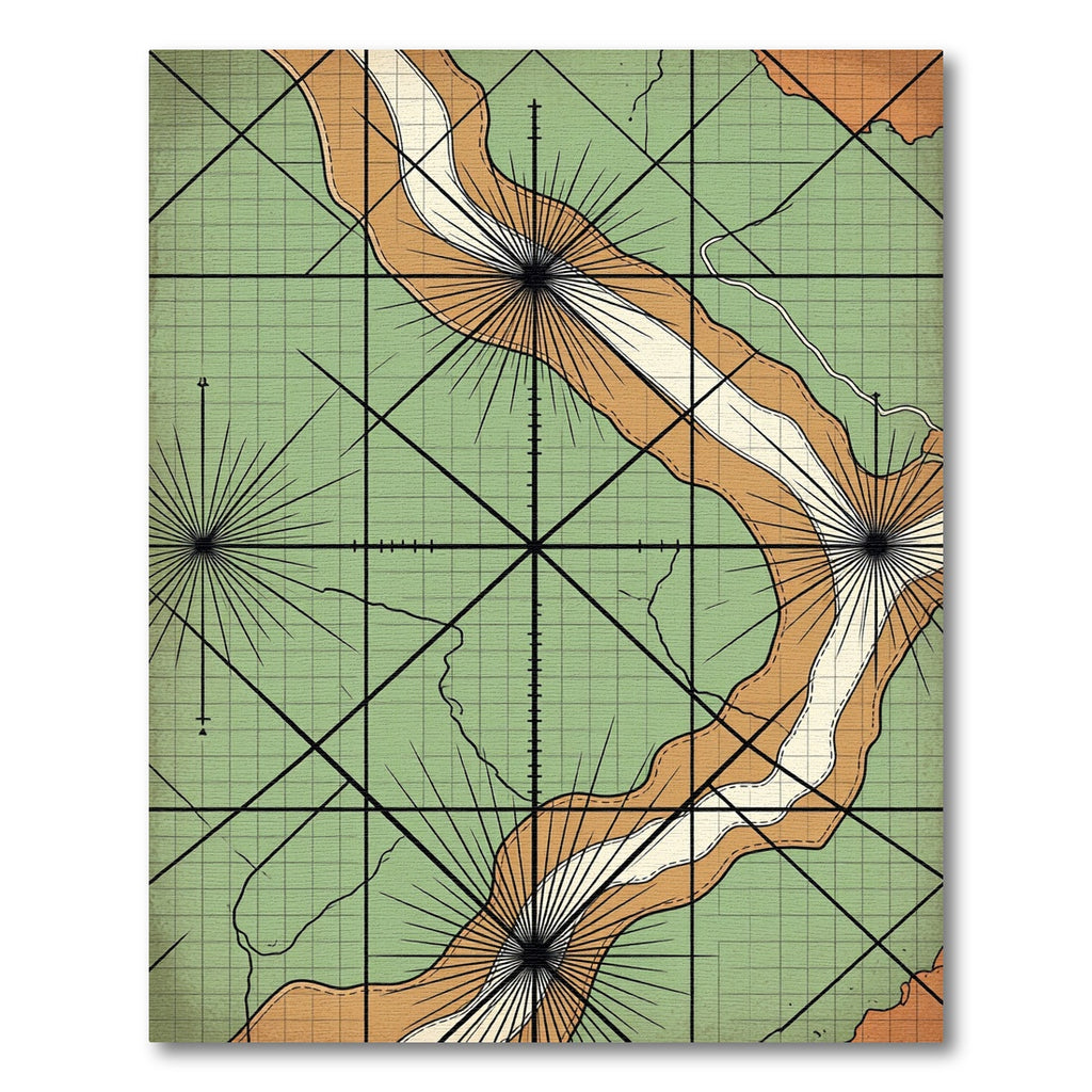 Modern Sage Topographic Cartography Grid Rug