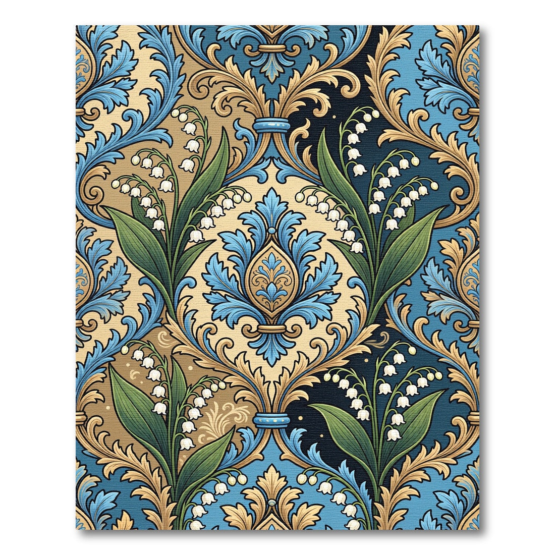 Elegant Lily of the Valley Damask Rug