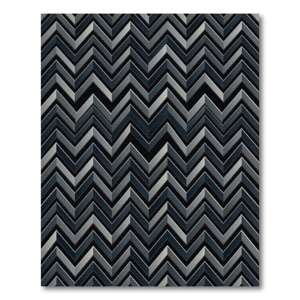 Charcoal Gray Zigzag Chevron Rug