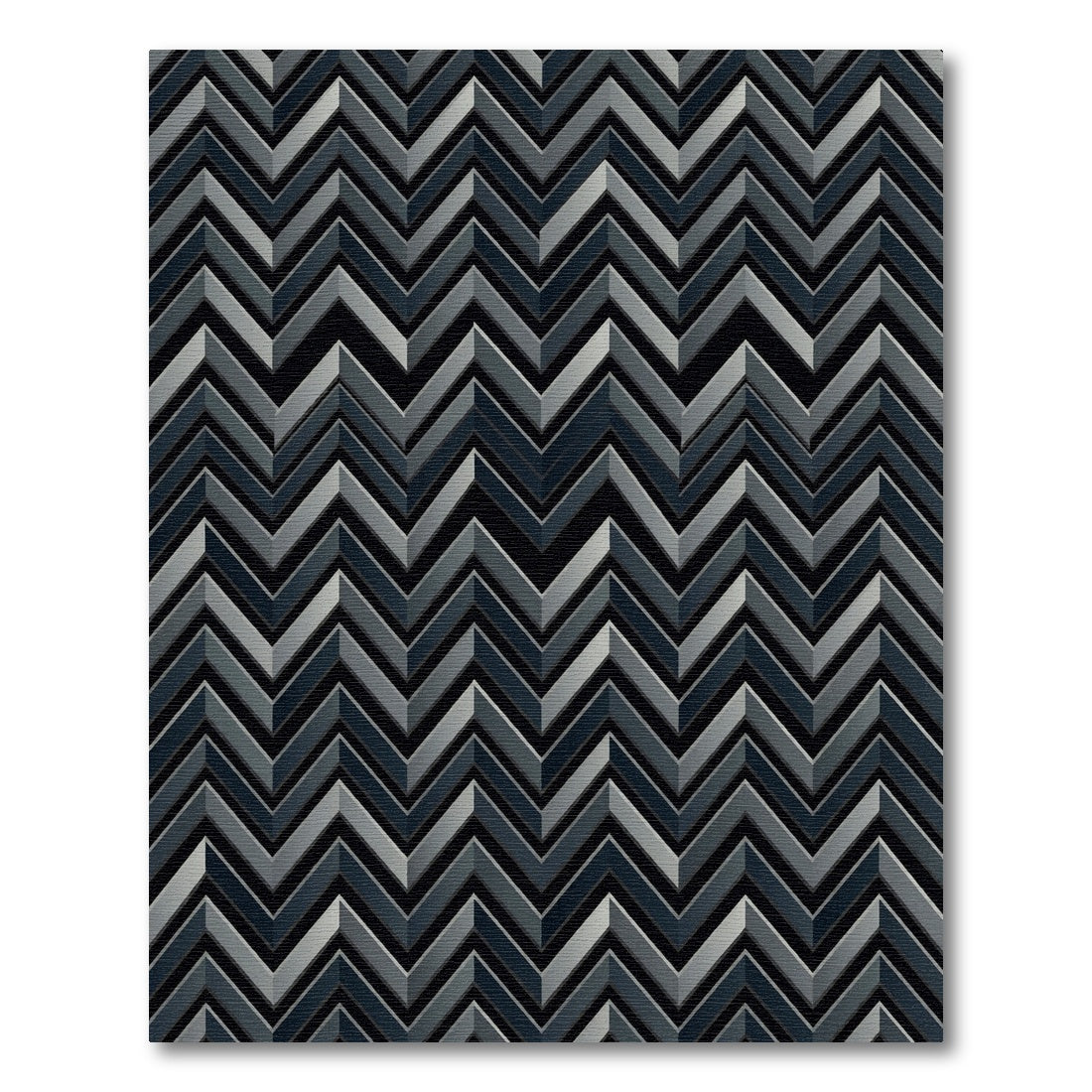 Charcoal Gray Zigzag Chevron Rug