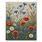 Red Poppy Blue Cornflower Daisy Meadow Rug