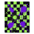 Electric Lime Black Checkered Splatter Rug