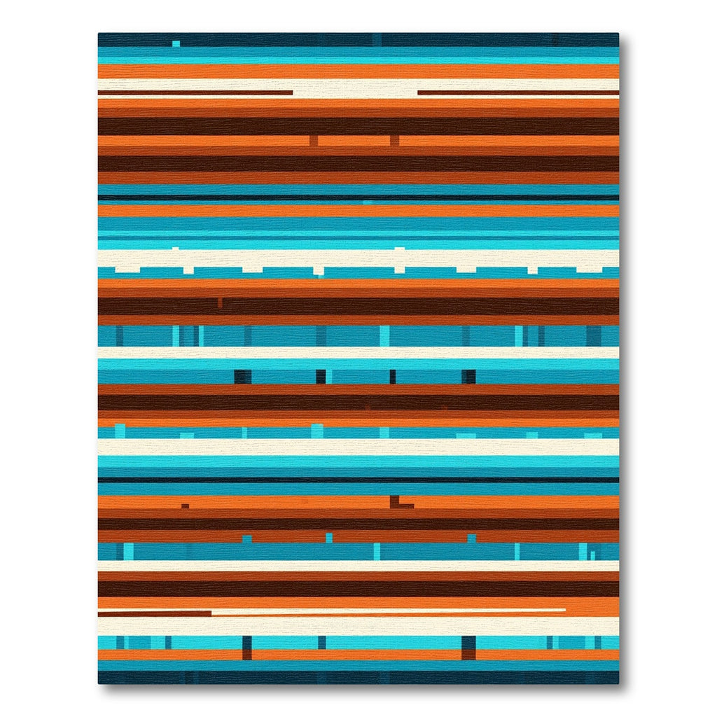 Vibrant Teal and Terracotta Linear Stripe Rug