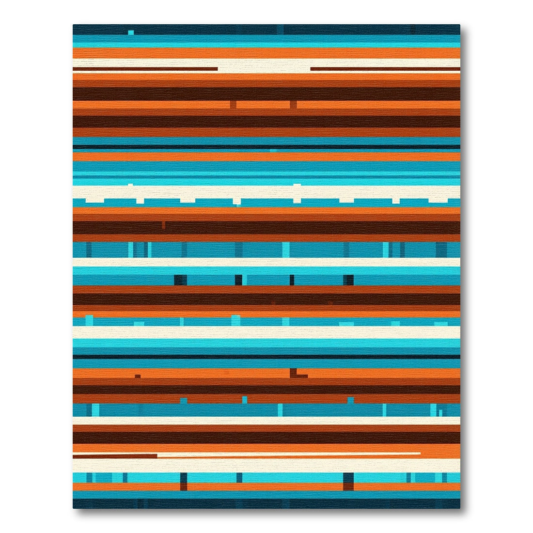 Vibrant Teal and Terracotta Linear Stripe Rug