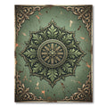 Vintage Green Floral Medallion Rug