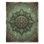Vintage Green Floral Medallion Rug
