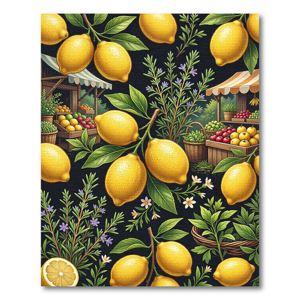 Vibrant Lemon Orchard Herb Garden Rug