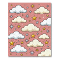 Whimsical Blush Pink Clouds and Stars Rug