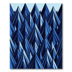 Geometric Blue Mountain Peaks Rug