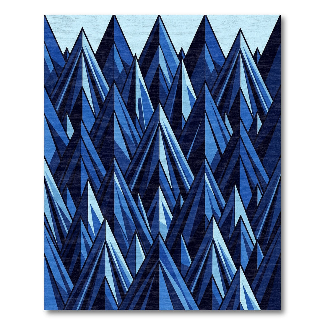 Geometric Blue Mountain Peaks Rug