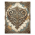 Elegant Ornate Cream Heart Scroll Rug