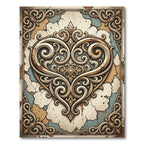 Elegant Ornate Cream Heart Scroll Rug