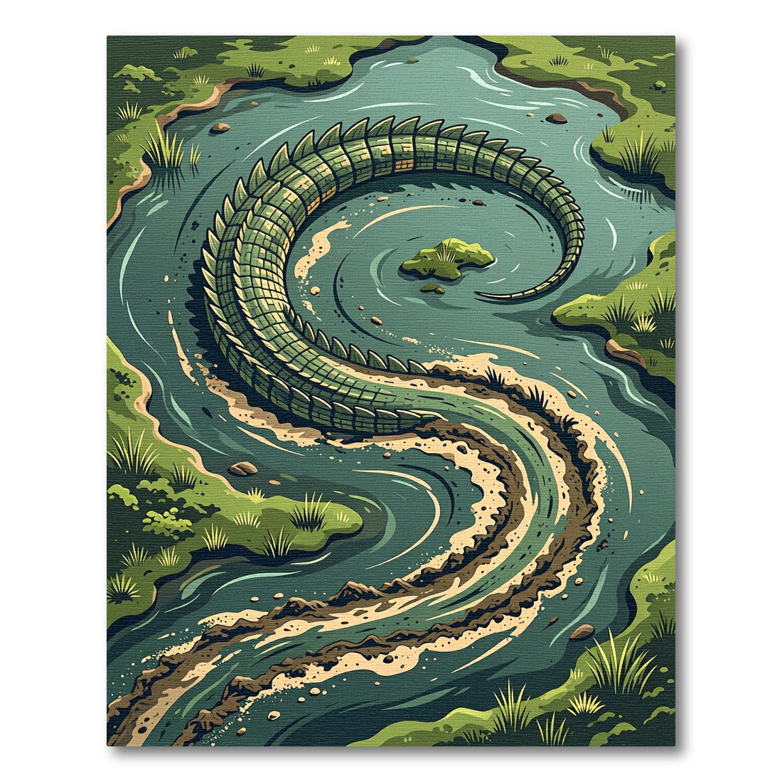 Coiled Alligator Swamp Serpent Rug
