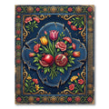 Pomegranate Floral Navy Gold Medallion Rug