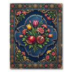 Pomegranate Floral Navy Gold Medallion Rug