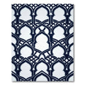 Elegant Navy Arched Geometric Lattice Rug