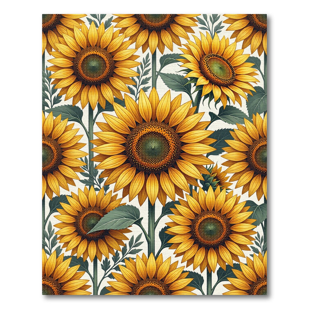 Sunlit Yellow Sunflower Botanical Illustration Rug