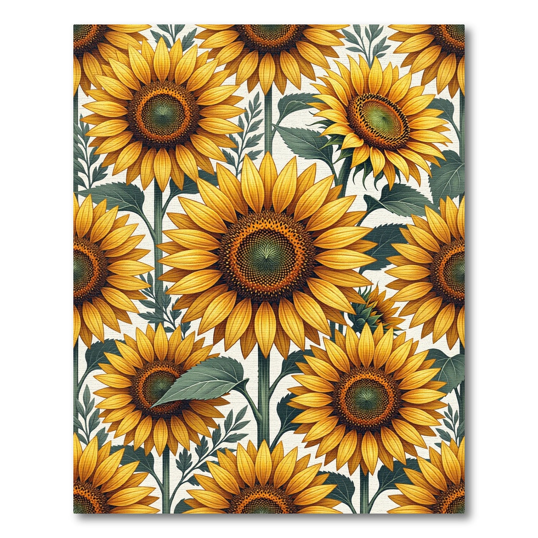 Sunlit Yellow Sunflower Botanical Illustration Rug