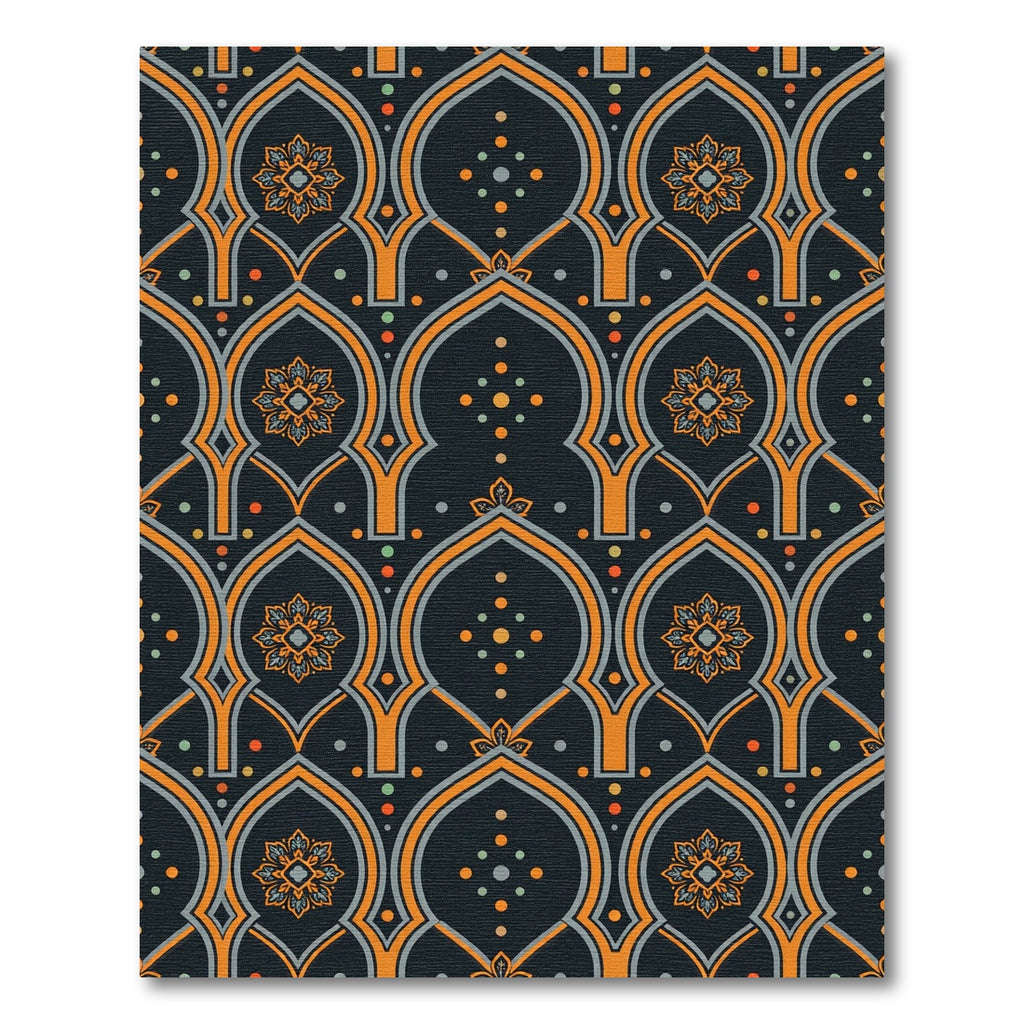Midnight Arch Botanical Floral Inlay Rug