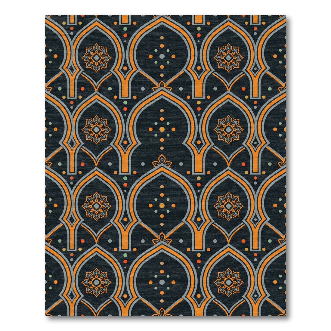 Midnight Arch Botanical Floral Inlay Rug