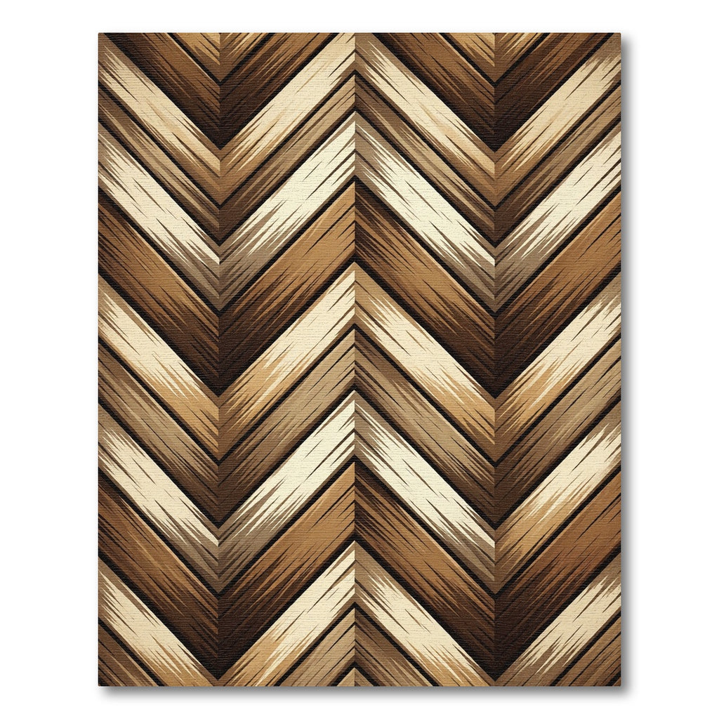 Earthy Brown Herringbone Chevron Wood Grain Rug