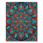 Vibrant Coral Teal Intricate Mandala Rug