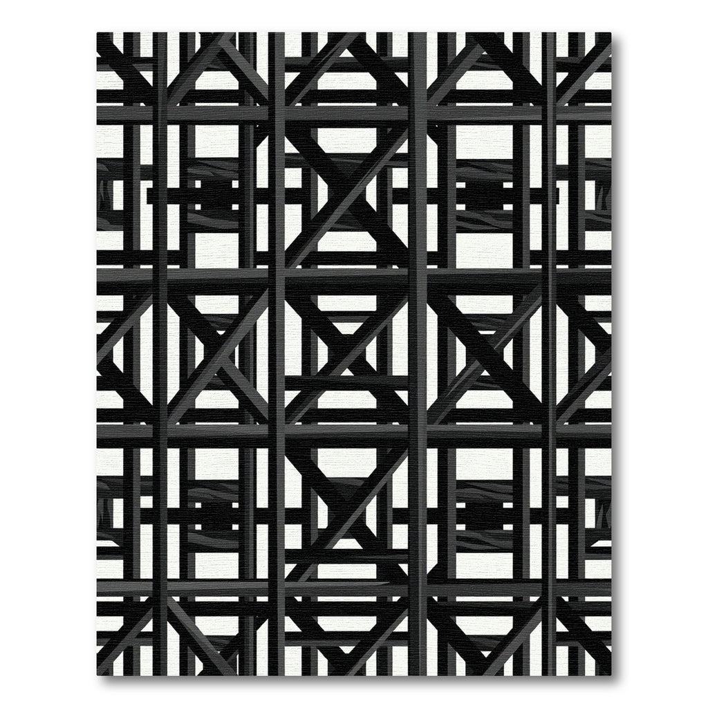 Modern Architectural Grid Industrial Monochrome Rug