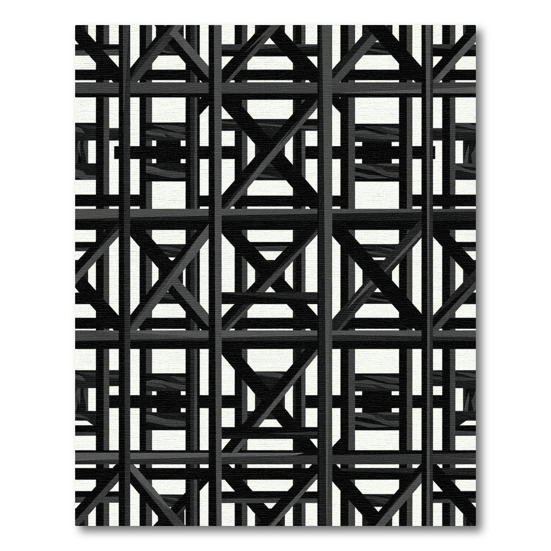 Modern Architectural Grid Industrial Monochrome Rug