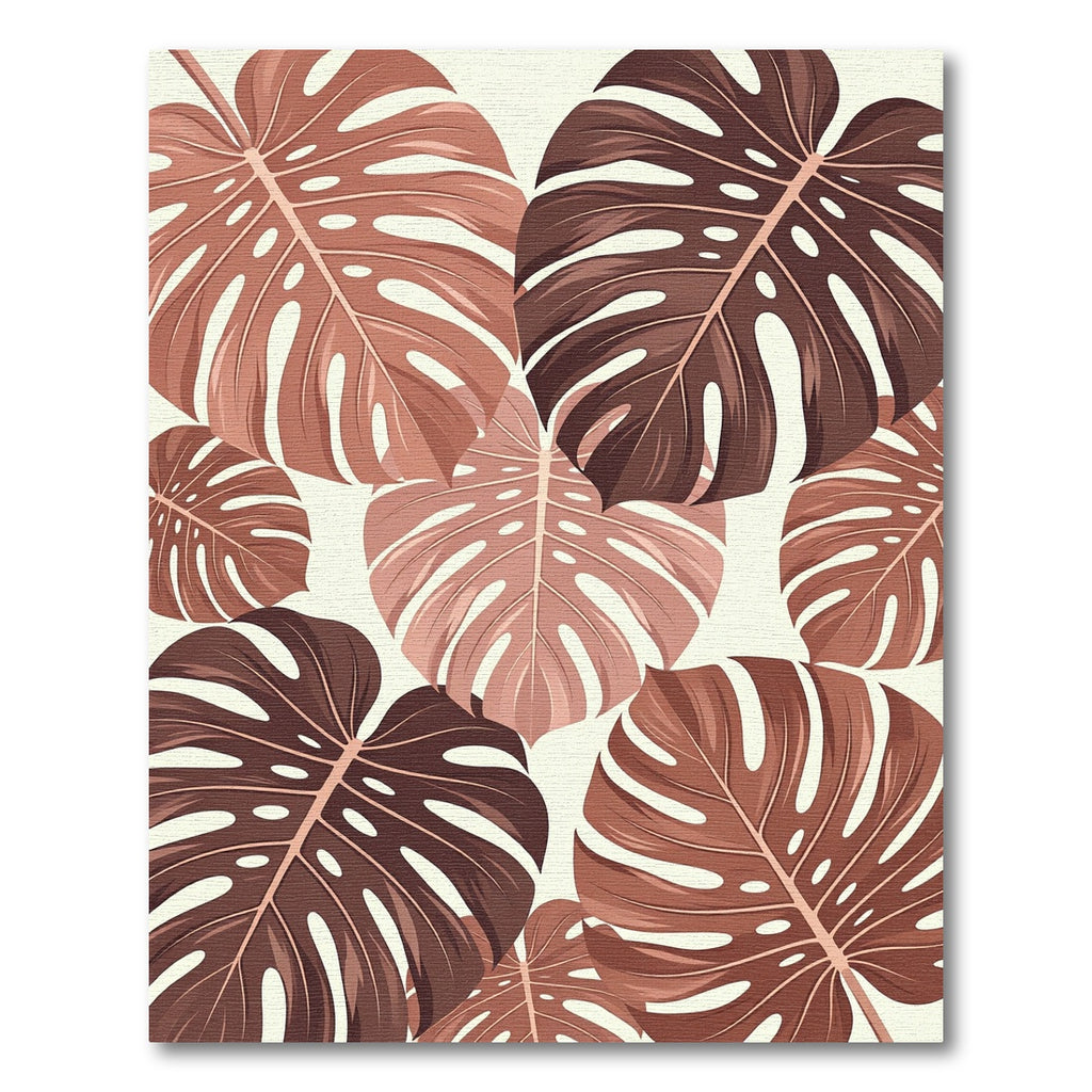 Terracotta Monstera Leaf Arrangement Rug