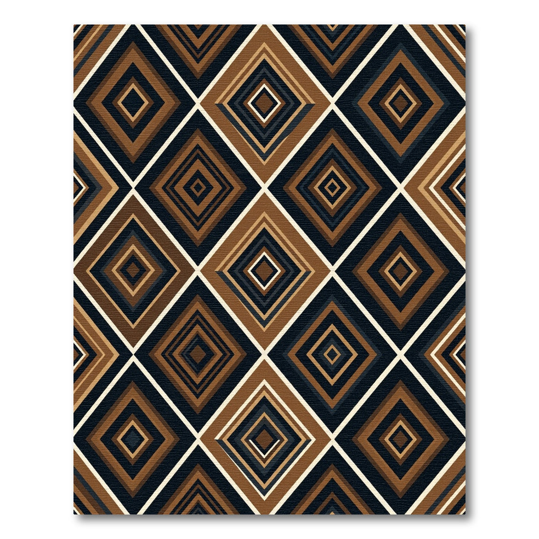 Modern Earthy Toned Geometric Diamond Rug