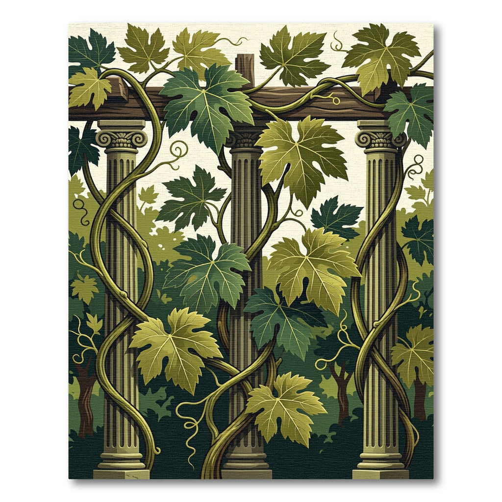 Classical Grecian Column Grape Vine Trellis Rug