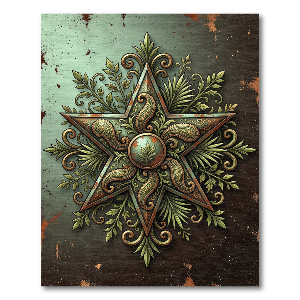 Burnished Sage Star Paisley Medallion Rug