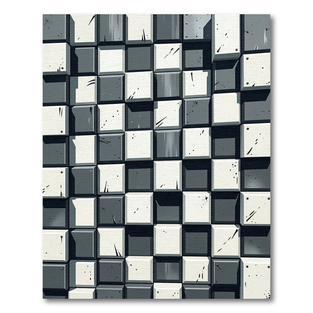 Monochromatic Textured Checkerboard Squares Rug