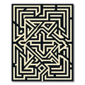 Geometric Cream and Black Maze Art Rug