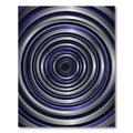 Modern Metallic Blue Concentric Circle Rug