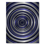 Modern Metallic Blue Concentric Circle Rug
