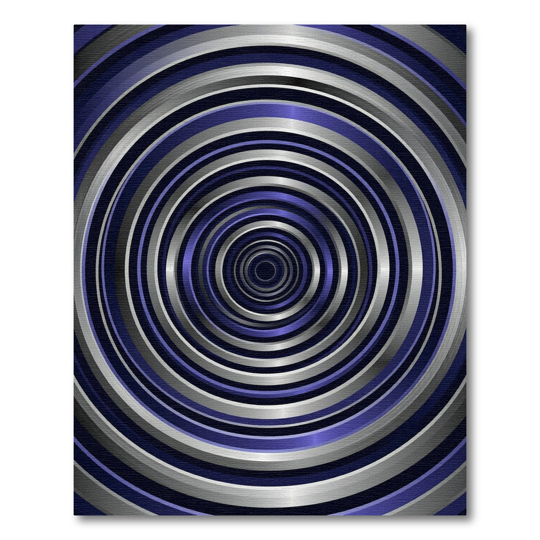 Modern Metallic Blue Concentric Circle Rug