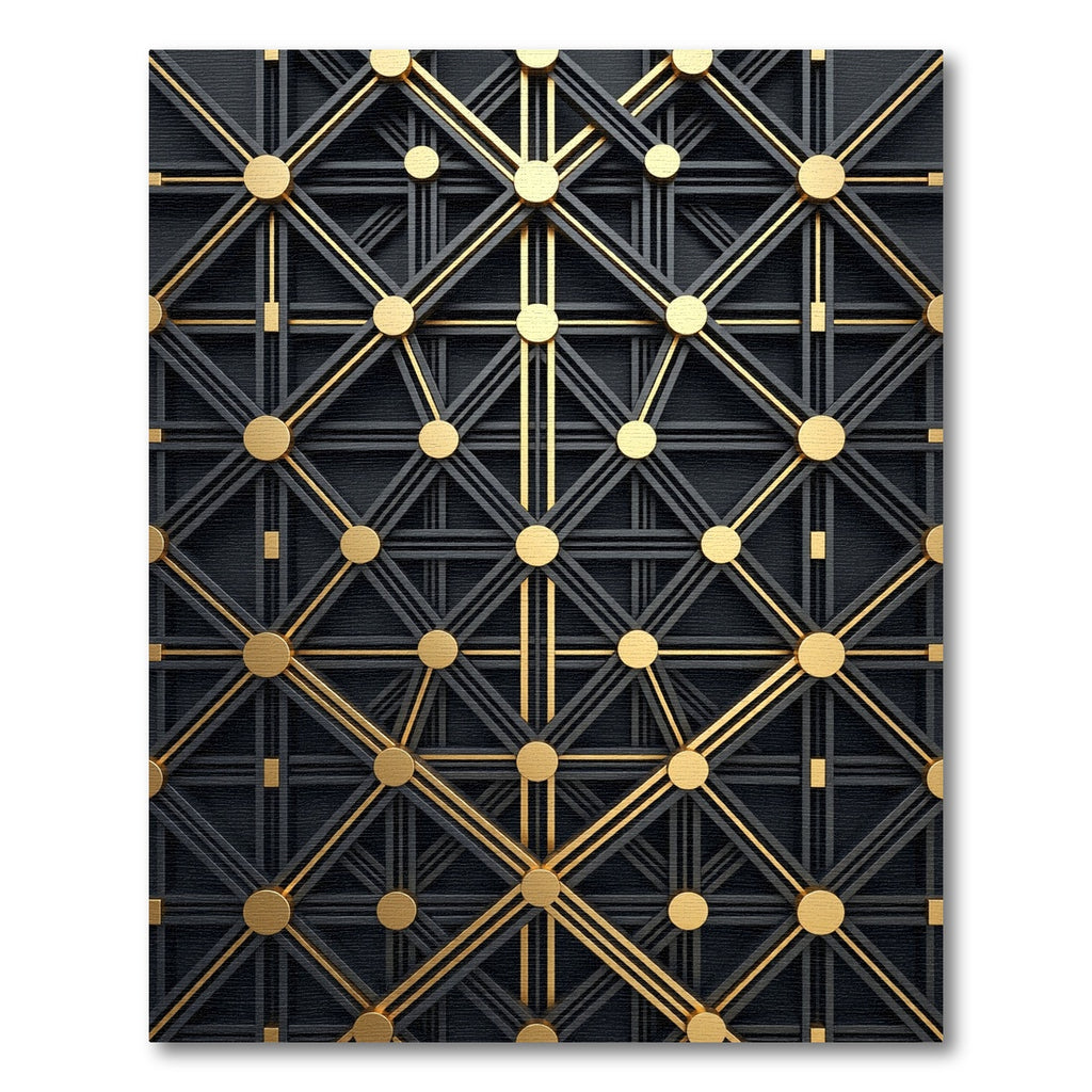 Black Gold Geometric Interlinking Circles Rug